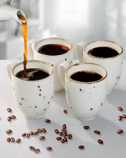 Coffee Mugs Set Of 6, 14 Oz Large Handle Heavy Duty Cups - Microwave Dishwasher Safe - Latte, Cappuccino, Tea, Cocoa, Mocha - Men, Women, Home Office Daily Use, Classic Assorted Colors