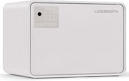 Biometric Safe for Home, 0.6 Cube Feet Auto-Open Fingerprint Safe with Touch Screen, Alarm System & Removable Shelf, Small Money Box for Cash, Jewelry, Documents, Home Office Use,White