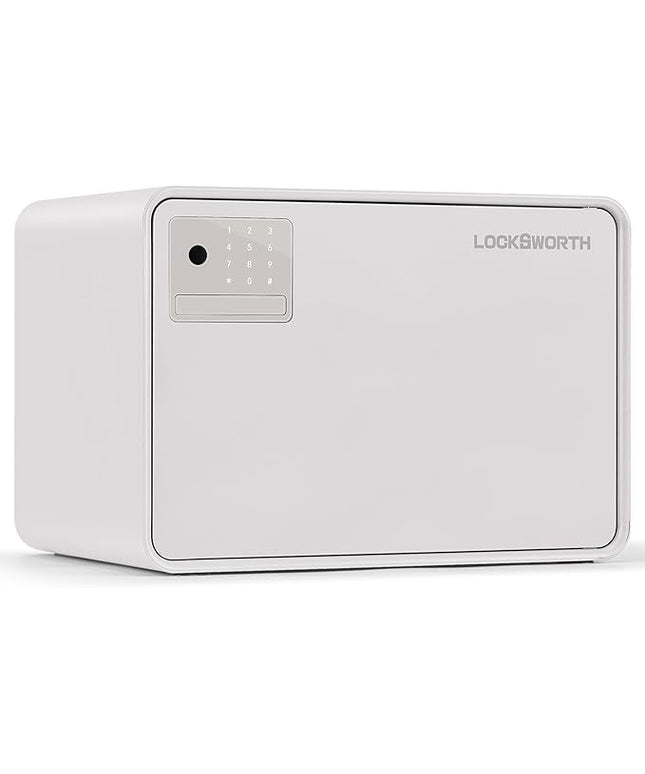 Biometric Safe for Home, 0.6 Cube Feet Auto-Open Fingerprint Safe with Touch Screen, Alarm System & Removable Shelf, Small Money Box for Cash, Jewelry, Documents, Home Office Use,White