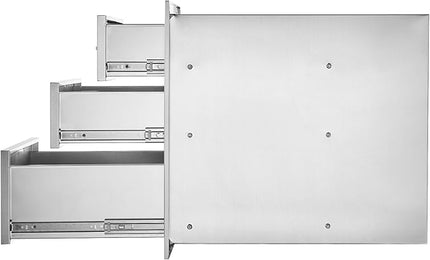 VEVOR 18x23 Inch Outdoor Kitchen Stainless Steel Triple Access BBQ Drawers with Chrome Handle, 18 x 23 x 23 Inch