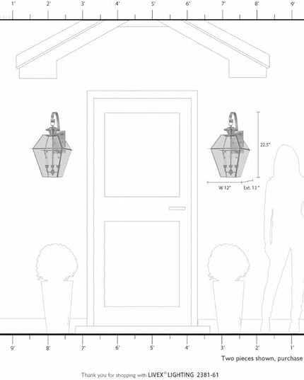 Livex Lighting 2381-07 Westover 3-Light Outdoor Wall Lantern, Bronze
