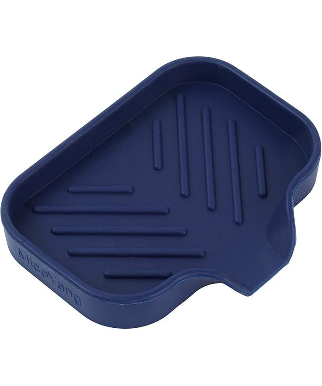 Silicone Bathroom Soap Dishes with Drain Spout-Kitchen Sink Organizer,Sponge Holder,Dish Soap Tray,Perfect for Dispenser,Scrubber,Bottle,Cup on Sink or Counter-Navy Blue 4.9"×3.2"