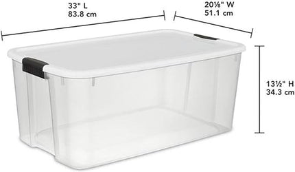 Sterilite 4-Pack Ultra Latching Box, Storage Bins with Lids, Clear Plastic, 116 Quart - Heavy-Duty Organizing Containers for Closet, Bathroom, and Office