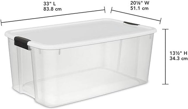 Sterilite 4-Pack Ultra Latching Box, Storage Bins with Lids, Clear Plastic, 116 Quart - Heavy-Duty Organizing Containers for Closet, Bathroom, and Office