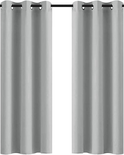 Yakamok Soft and Smooth Blackout Curtains for Bedroom - Grommet Thermal Insulated Room Darkening Curtains for Living Room, Set of 2 Panels (42 x 72Inch, Light Grey)