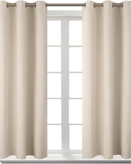 BGment Champagne Short Room Darkening Curtains for Small Windows, 38 x 54 Inch Thermal Insulated Tier Set of 2 Panels Sun Blocking Drapes for Kitchen Bedroom