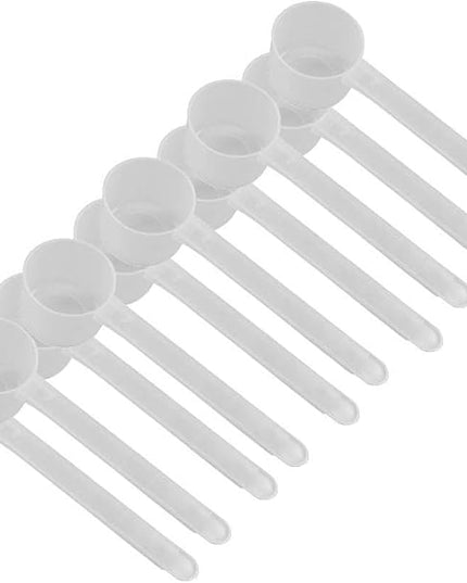 Plastic Measuring Scoop, 1/2 Tablespoon (7.5 cc | 1.5 tsp | 7.5 mL) Long Handle Spoons for Powders, Granules, Coffee, Pet Food, Baking Supplies, Protein and Other Dry Goods, BPA Free (Set of 10)