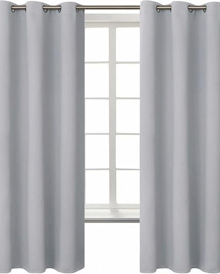 BGment Room Darkening Curtains 63 Inches Long - Grommet Thermal Insulated Drapes Window Treatment Curtains for Bedroom, 2 Panels, 42 x 63 Inch, Light Grey