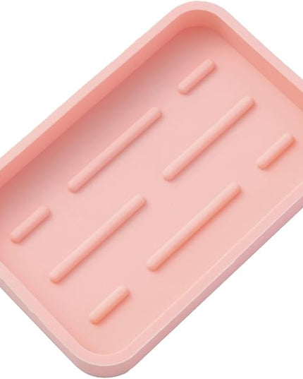 Silicone Kitchen Sink Organizer Tray for Multiple Usage,Easy Clean Sponges Holder for Kitchen Bathroom Counter or Sink,Dish Soap Dispenser,Scrubber,Bottle,Cup Pink 4.9”x 3.2”