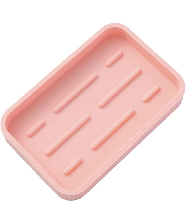 Silicone Kitchen Sink Organizer Tray for Multiple Usage,Easy Clean Sponges Holder for Kitchen Bathroom Counter or Sink,Dish Soap Dispenser,Scrubber,Bottle,Cup Pink 4.9”x 3.2”