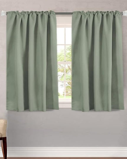 H.VERSAILTEX Blackout Curtains Thermal Insulated Window Treatment Panels Room Darkening Blackout Drapes for Living Room Back Tab/Rod Pocket Bedroom Draperies, 52 x 45 Inch, Light Sage, 2 Panels