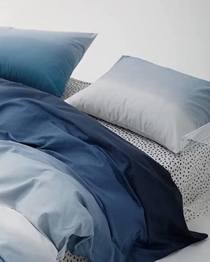 Houseri White and Blue Comforter Set California King Gradient Blue Comforter Bedding Sets Cal King Size, Cal King(96''x104''-Comforter)