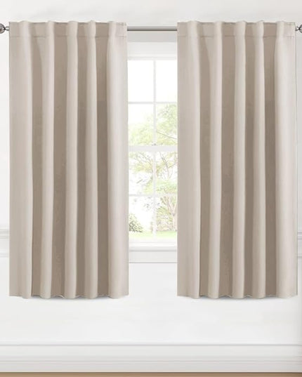 H.VERSAILTEX Blackout Curtains Thermal Insulated Window Treatment Panels Room Darkening Blackout Drapes for Living Room Back Tab/Rod Pocket Bedroom Draperies (2 Panels, Fog, 42 x 63 Inch)