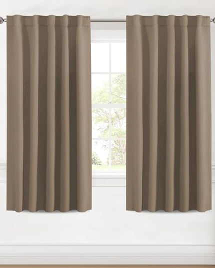 H.VERSAILTEX Blackout Curtains Thermal Insulated Window Treatment Panels Room Darkening Blackout Drapes for Living Room Back Tab/Rod Pocket Bedroom Draperies (2 Panels, Macchiato, 42 x 63 Inch)