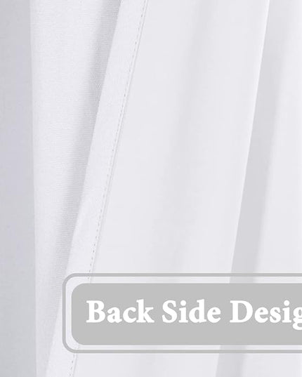 H.VERSAILTEX 100% Blackout Curtain for Bedroom 108 Inches Long Grommet Linen Face Full Light Blocking Curtain Drape for Living Room Thermal Insulated Linen Look Curtain 1 Panel, Pure White