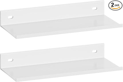 White Adhesive Shower Caddy 30cm, Bathroom Floating Shelves for Wall No Drilling 2 Pack, Metal Bathroom Wall Shower Shelves Storage Organizer for Kitchen Home