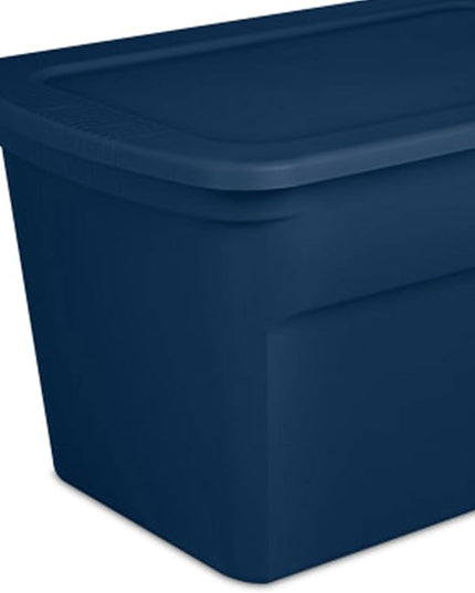 Sterilite 24-Pack Tote, Plastic Storage Bins with Snap Lids, 30 Gallon, Marine Blue - Stackable Home Organizers with In-Molded Handles for Bedroom, Garage, Basement and Attic