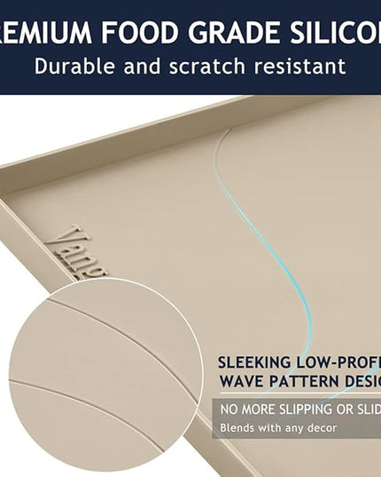 Heavy Duty Silicone Under Sink Mat for Kitchen&Bathroom 28" x 19",Waterproof Under Sink Rubber Mat Drip Tray, Raised Edge Under Sink Liner,Prevent Drips, Leaks, Spills,Beige