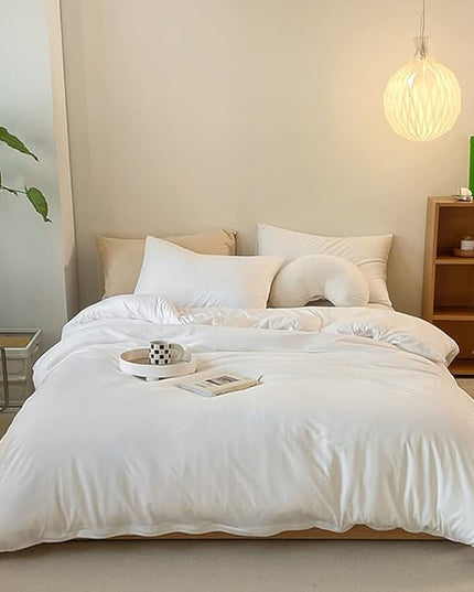 CLOTHKNOW White Twin/Twin XL Comforter Set 3Pcs White Bedding Comforter Sets Soft All Season Bed Comforter with 2 x Pillow Cases