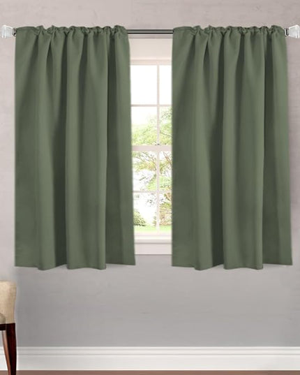 H.VERSAILTEX Blackout Curtains Thermal Insulated Window Treatment Panels Room Darkening Blackout Drapes for Living Room Back Tab/Rod Pocket Bedroom Draperies (2 Panels, Bronze Green, 52 x 45 Inch)