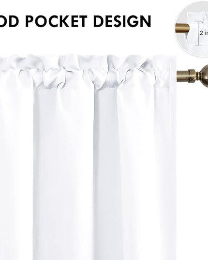 DWCN White Curtains for Living Room Thermal Insulated, 50% Light Blocking Curtains for Bedroom, Dining Room Window, W 38x L 63 Inch, Set of 2 Rod Pocket Curtain Panels