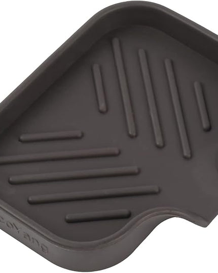 Silicone Bathroom Soap Dishes with Drain Spout-Bathroom and Kitchen Sink Organizer,Sponge Holder,Dish Soap Tray,Perfect for Dispenser,Scrubber,Bottle,Cup on Sink or Counter-Coffee 4.9"×3.2"