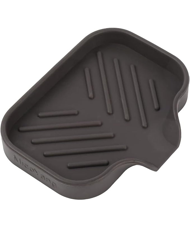 Silicone Bathroom Soap Dishes with Drain Spout-Bathroom and Kitchen Sink Organizer,Sponge Holder,Dish Soap Tray,Perfect for Dispenser,Scrubber,Bottle,Cup on Sink or Counter-Coffee 4.9"×3.2"