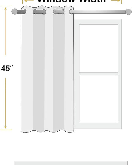 ChrisDowa 100% Blackout Pure White Solid Curtains 45 Inches Long 2 Panels for Bedroom Living Room,Farmhouse Room Darkening Thermal Insulated Soundproof Grommet Top Window Treatment Drapes,52x45