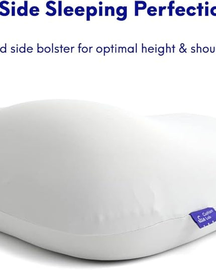 C CUSHION LAB Deep Sleep Pillow, Patented Ergonomic Contour Design for Side & Back Sleepers, Orthopedic Cervical Shape Gently Cradles Head & Provides Neck Support & Shoulder Pain Relief - Calm Grey