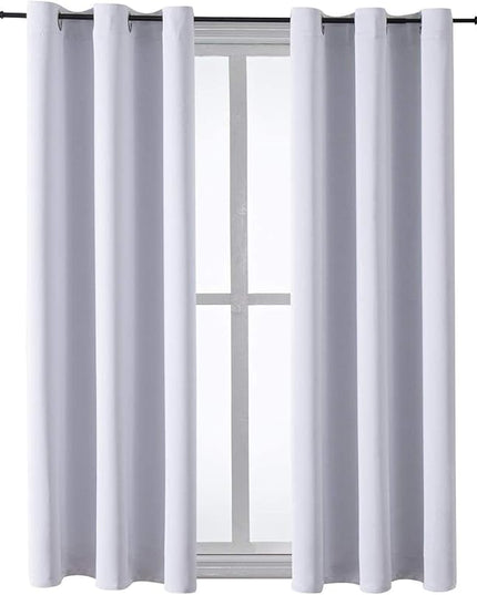 ChrisDowa Grommet Room Darkening Curtains for Bedroom and Living Room - 2 Panels Set Thermal Insulated Blackout Curtains (Greyish White, 42W x 63L)