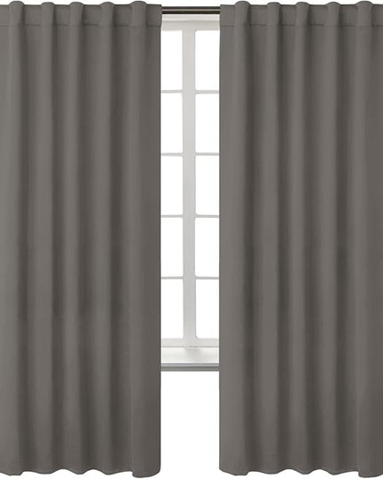 BGment Blackout Curtains 84 inches Long - Rod Pocket and Back Tab Thermal Insulated Room Darkening Curtains for Living Room, 42 x 84 Inch, 2 Window Curtain Panels, Grey