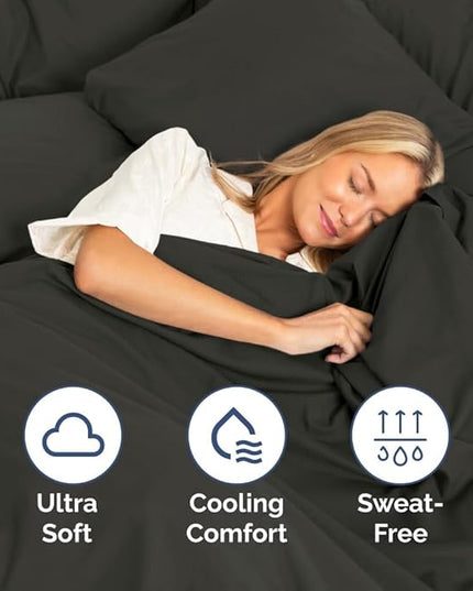 Queen Size 4 Piece Sheet Set - Comfy Breathable & Cooling Bed Sheets Set - Hotel Luxury Bedding for Women, Men, Kids, Teens, Boys & Girls - Deep Pockets, Ultra-Soft, Wrinkle Free - Oeko-Tex - Charcoal
