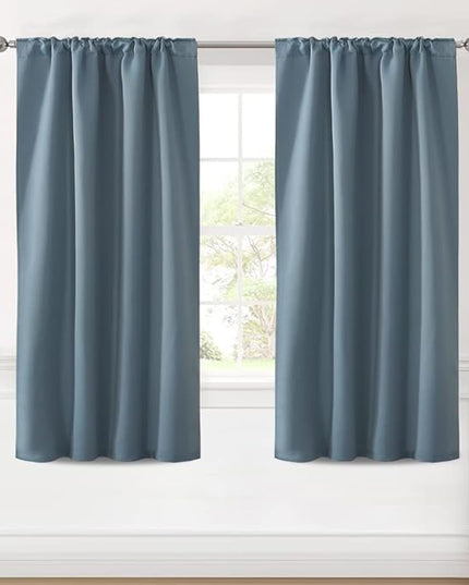 H.VERSAILTEX Blackout Curtains Thermal Insulated Window Treatment Panels Room Darkening Blackout Drapes for Living Room Back Tab/Rod Pocket Bedroom Draperies (2 Panels, Stone Blue, 42 x 63 Inch)