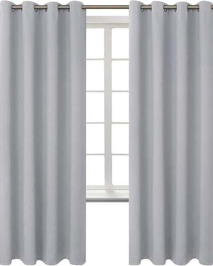 BGment Room Darkening Curtains 72 Inches Long - Grommet Thermal Insulated Drapes Window Treatment Curtains for Bedroom, 2 Panels, 52 x 72 Inch, Light Grey