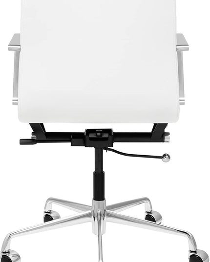 Laura Davidson Furniture SOHO II Padded Management Office Chair - Mid Back Desk Chair with Arm Rest, Swivel & Cushion Availability, Made of Faux Leather, White, Computer Chair