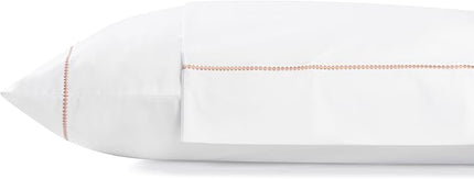 Linen Home 100% Cotton Percale Pearl Stitch Pillowcases Queen/Standard Size, Peach, 2 Pieces of Pillow Case, Crisp and Cool Strong Bed Linen, 20 inches X 30 inches