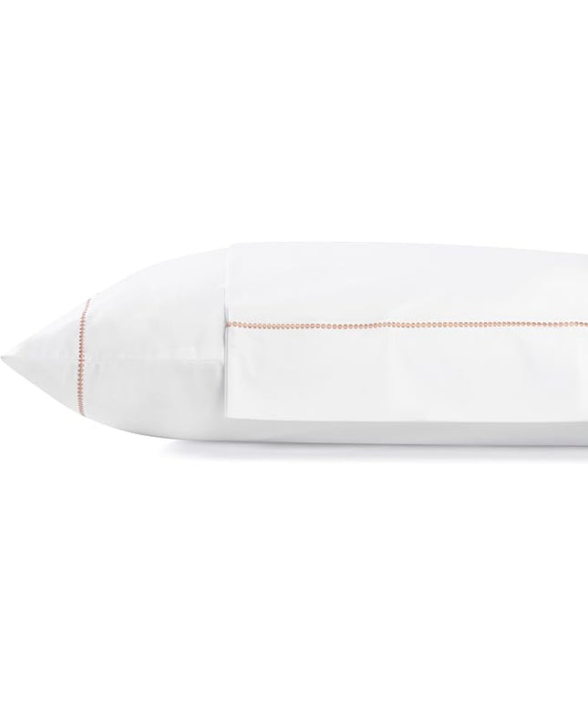 Linen Home 100% Cotton Percale Pearl Stitch Pillowcases Queen/Standard Size, Peach, 2 Pieces of Pillow Case, Crisp and Cool Strong Bed Linen, 20 inches X 30 inches
