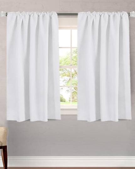 H.VERSAILTEX White Curtains Thermal Insulated Window Treatment Panels Room Darkening Privacy Assured Drapes for Living Room Back Tab/Rod Pocket Bedroom Draperies, 52 x 54 Inch, 2 Panels