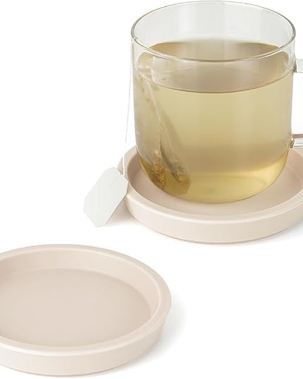 Carrotez Thick Silicone Coasters for Drinks, Round Bulky Cup Coasters for Coffee Table, Desk, Set of 2 - Ivory