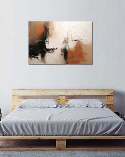 Black and White Canvas Wall Art Decor for Living Room Abstract Wall Art Pictures for Bedroom Brown Artwork Painting Large Modern Canvas Print for Home Office Decorations, Ready to Hang