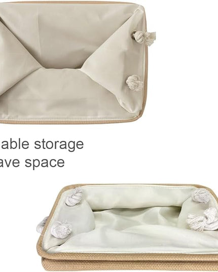 TheWarmHome Organization and Storage Basket for Organizing - 3 Pack 16x12x12 inch Cube Fabric Storage Cubes, Storage Bin for Shelves Gift Closet Organizer Cloth Toy (Beige)