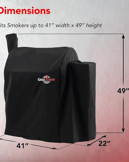 Heavy Duty Smoker Cover for Outdoor Grill – Fits Popular Smoker Brands & Pro 575 Series Grills – Waterproof, Weather Resistant, UV & Fade Resistant with Adjustable Straps – Black