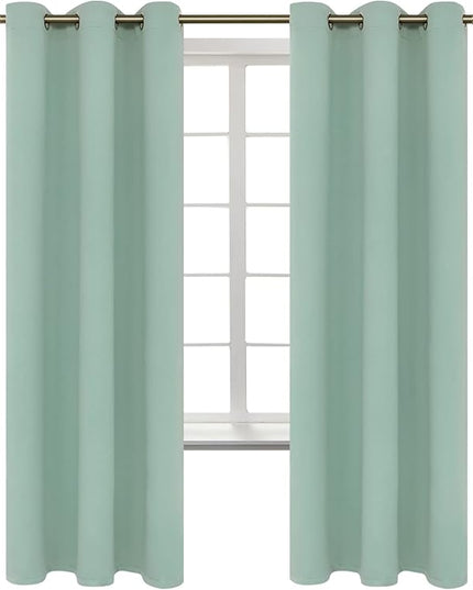 BGment Blackout Curtains - Grommet Thermal Insulated Room Darkening Bedroom and Living Room Curtains, Set of 2 Panels (42 x 72 Inch, Frosty Green)