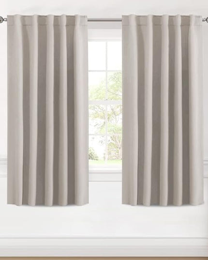 H.VERSAILTEX Blackout Curtains Thermal Insulated Window Treatment Panels Room Darkening Blackout Drapes for Living Room Back Tab/Rod Pocket Bedroom Draperies (2 Panels, Stone, 42 x 63 Inch)