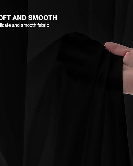 Anmao Non-See-Through Black Privacy Curtains for Living Room 84 Inch Length 2 Panels Set, Semi Sheer Light Filtering Window Curtains Drapes for Bedroom, 52 Inch Wide Each Panel