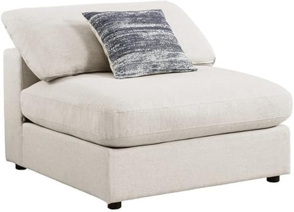 MAKLAINE 4-Piece Modern Fabric Upholstered Sectional with Ottoman in Beige