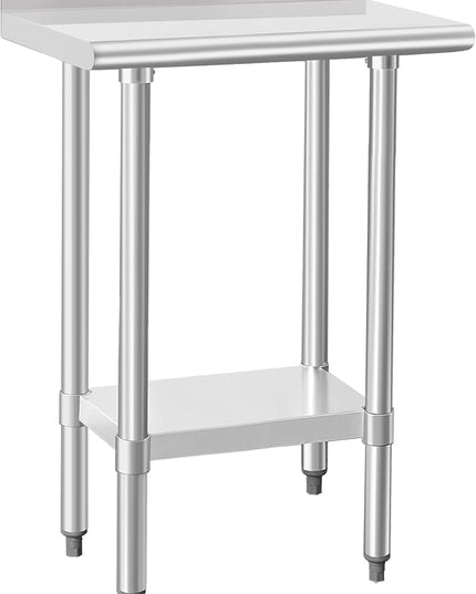 HARDURA Stainless Steel Commercial Work Table Prep Work Metal Table 14×24 Inches with Undershelf and 2" Backsplash Heavy Duty NSF 430 for Kitchen Food Prep