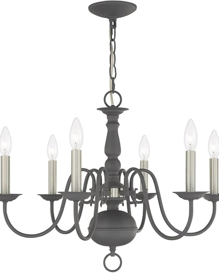 Livex Lighting Williamsburgh 6 Lt Scandinavian Gray Chandelier