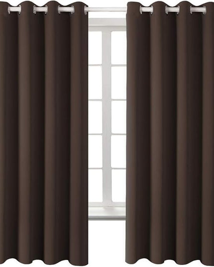 BGment Blackout Curtains for Bedroom - Grommet Thermal Insulated Room Darkening Curtains for Living Room, Set of 2 Panels (52 x 72 Inch, Brown)