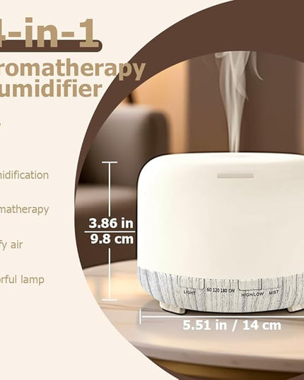 Essential Oil Diffuser 500ml,Aromatherapy Diffuser with 7 LED Lights,Quiet Air Humidifier 4-in-1 with Timer & Auto-Off,Compact Scent Diffuser for Bedroom,Yoga,SPA,Baby Room(Portable Model)